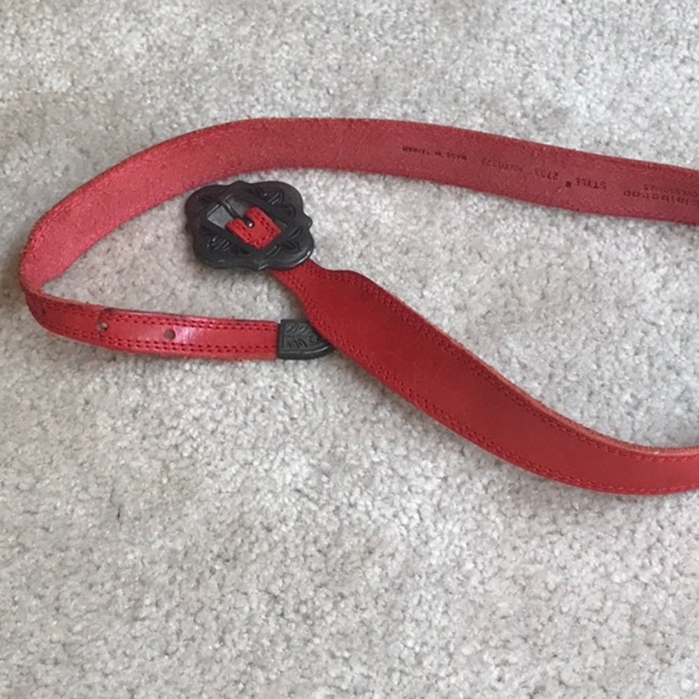 Liz Claiborne Genuine Leather belt.  Red.  Marked M.  See measurements